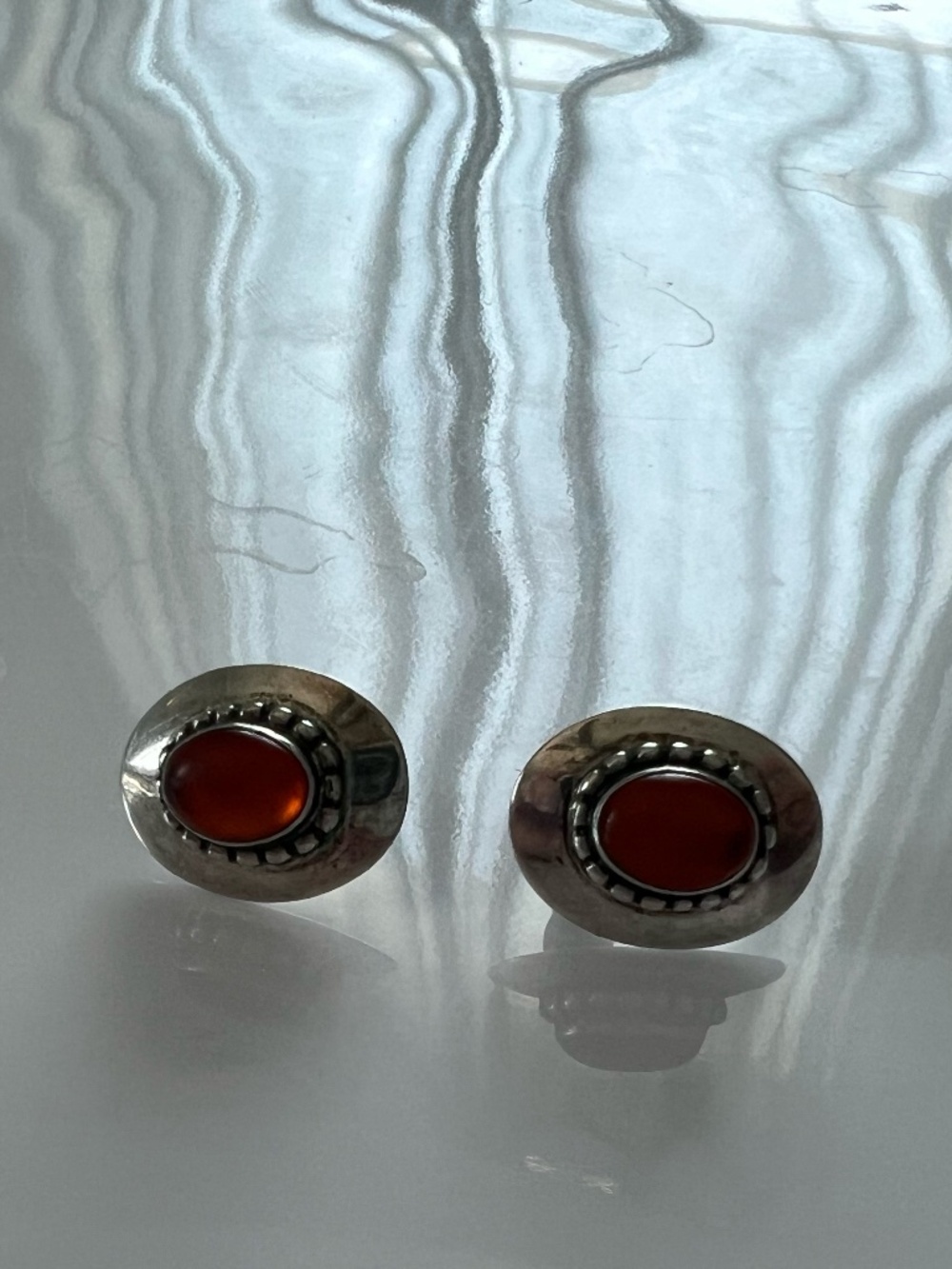 Sterling Silver & Amber post earrings